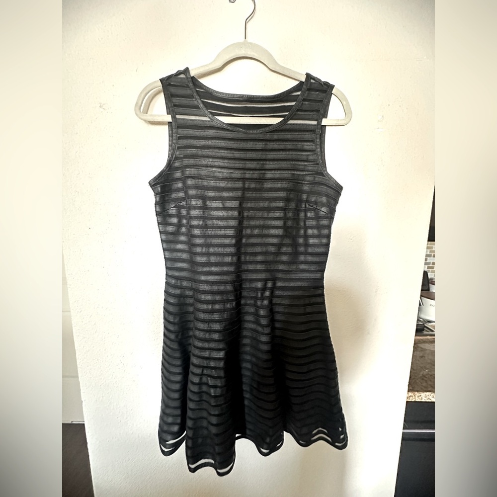 Parker black leather mini dress size M